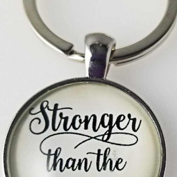 Silvertone Key Chain "Stronger than the Storm" - Picture 1 of 3